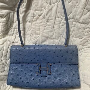 LORENZI Vintage Genuine Ostrich Leather Handbag